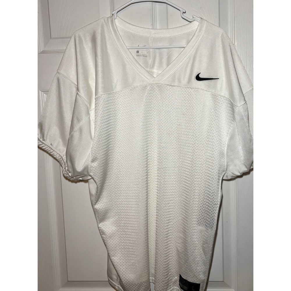 Nike Shirt Adult Large White/Black Swoosh Football Jersey Athletic Uniform Mens